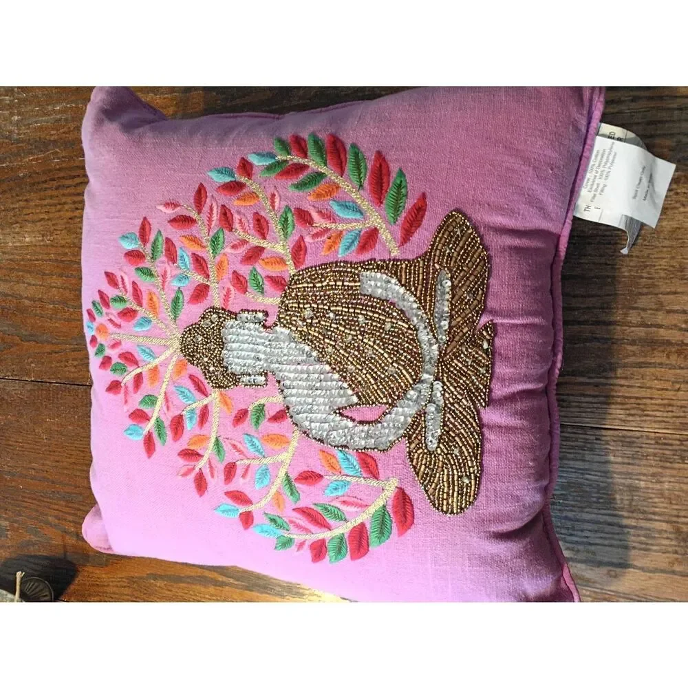 New 18x18 Spiritual Go Home LTD Pink Buddha Buddhist Embroidered Throw Pillow